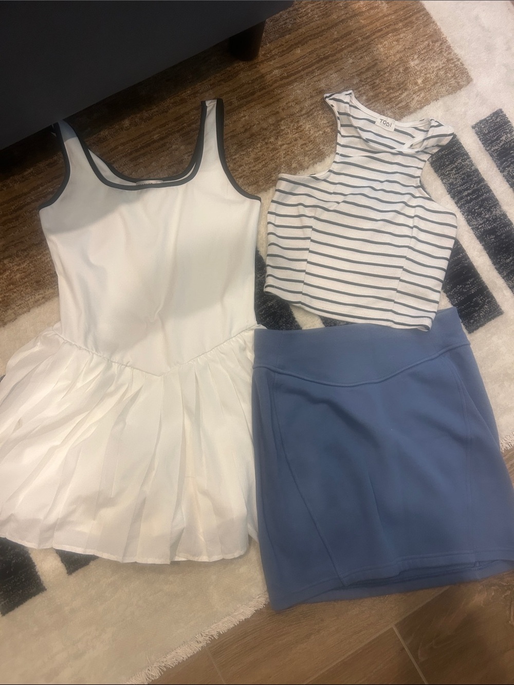 On/Off the court bundle - white tennis dress, Tobi cropped tank, Lululemon skirt